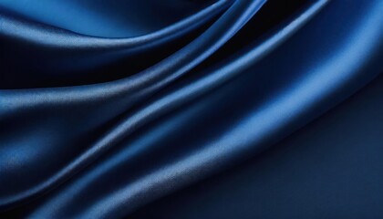 Abstract dark background. Silk satin fabric. Navy blue color. Elegant background with space 