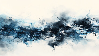 blue black watery stream floats on white background a