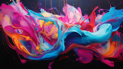 Bold Colors Burst and Play, Dripping Joy Across the Fabric of This Abstract Fiesta.