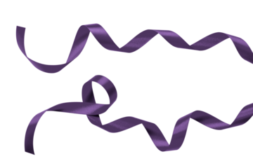 Purple satin ribbon mulberry lavender bow scroll PNG set isolated on transparent background for holiday and wedding card confetti design decoration
