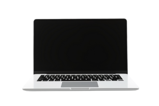 Open Laptop Computer on White Table. An open laptop computer is placed on top of a clean white table.