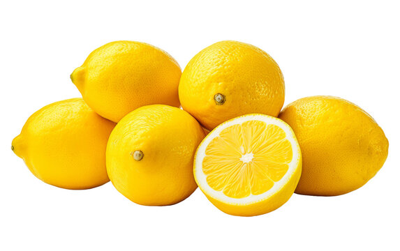 Stack of Lemons. A stack of lemons piled on top of each other, creating a vibrant and fresh display of citrus fruits. On PNG Transparent Clear Background.