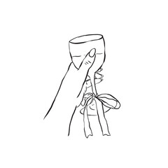 Hand with a glass of wine, glass vector