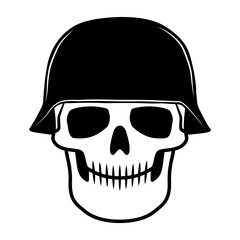 Skull and helmet vector illustration. Human head skeleton icon.