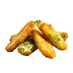 Baked breaded broccoli isolated on transparent background
