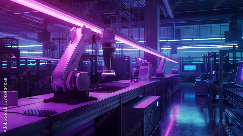 Poster industrial smart factory robots showcase advanced automation and machinery in the future industrial 