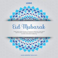 eid mubarak blue vector template design