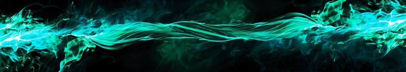 green lines on a black background flowing