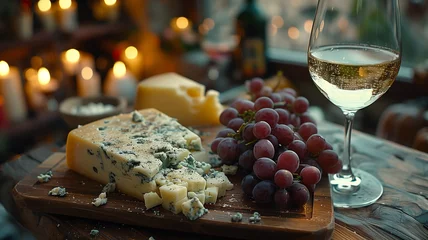 Afwasbaar fotobehang Wine tasting event with cheese pairings for connoisseurs © photo world