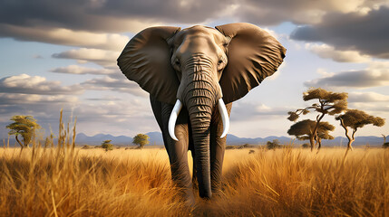 Fototapeta na wymiar Portrait of elephant in close-up macro photography on dark background