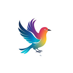 Vector illustration of a rainbow bird in flight, white background