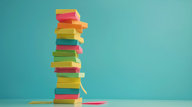 To Do Liste symbolisch mit bunten Stapel voller Klebezettel Post It Zettel dargestellt Gl&uuml;hbirne Generative AI