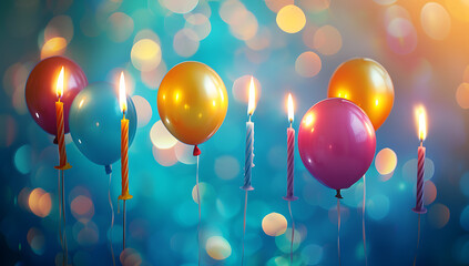 colorful colorful birthday balloons and candles with 