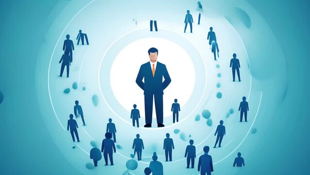Business network structure HR Human resources. Business leadership concept. Management and recruitment. Social network. Different person, business, leader.