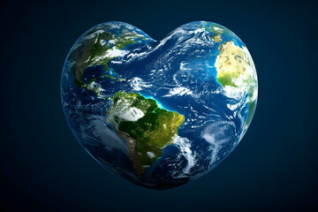 A heart shaped earth floating in space