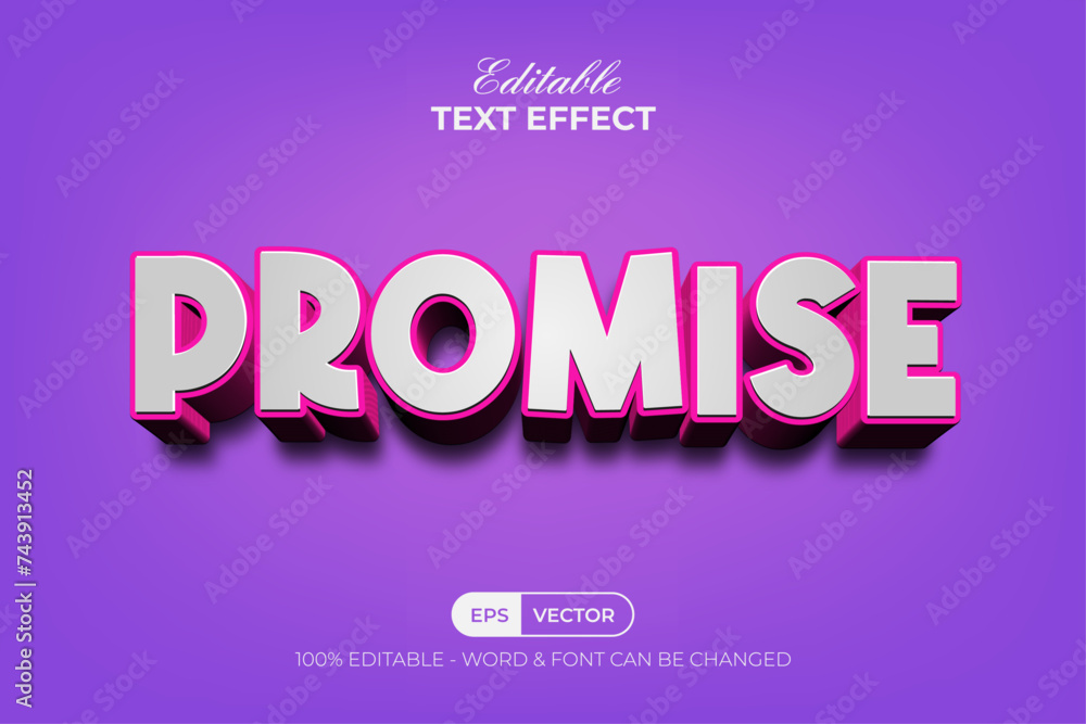 Poster 3d text effect pink style. editable text effect.