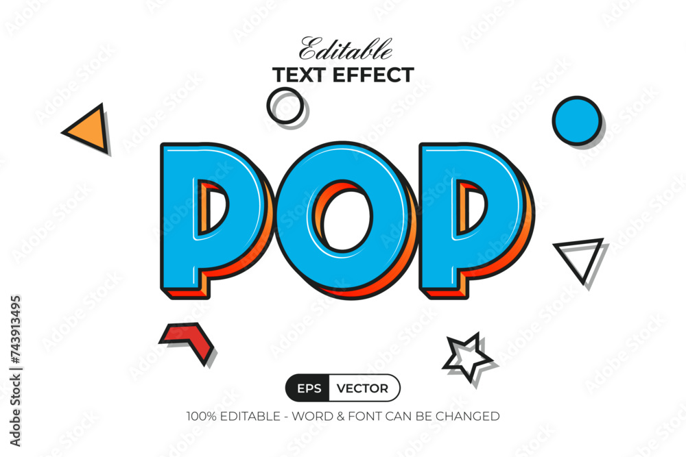 Poster pop text effect style. editable text effect vector template.