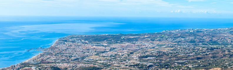 Panoramic view on Mediterranean sea and Fuengirola city, Andalusia, Malaga, Spain