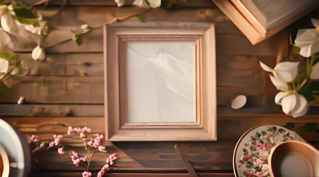 photo frame on the table with unique decoration