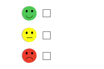 Emotion face symbol on Green, yellow and red wooden blocks, Consumers Show Satisfaction Rating concept by evaluating business success. Services and products and Customer Engagement, Quality Assessment