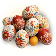 Painted Easter eggs on transparent background. Happy Easter!