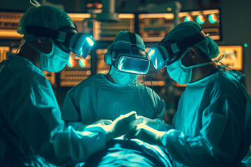 a team of doctors doing surgery in an operating room in a hospital