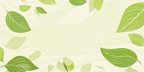 Green foliage design on abstract wavy background, eco-friendly concept for banner or wallpaper.