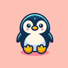 flat vector logo of penguin  , flat vector logo of cute  penguin ,  flat  logo of  penguin ,   flat  logo of cute   penguin