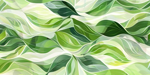 Artistic green leaf swirls with a soft abstract background, perfect for eco-friendly themes and designs.