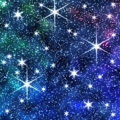 Fototapeta na wymiar 背景イメージ素材　キラキラの星空（2_2）オーロラ