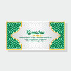 Ramadan background with green and gold trim