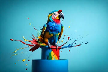 splash of colorful paint  becoming a parrot 