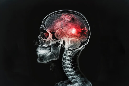 X-ray of a man. Brain damage