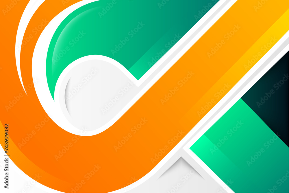 Poster horizontal geometric layout with curve element of background, multicolored template for business or 