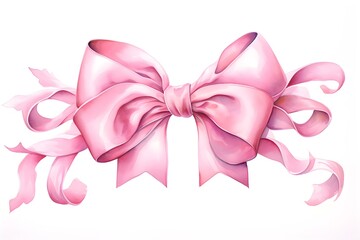 Pink Ribbon Bow Watercolor Painting. Concept Watercolor Painting, Pink Ribbon, Bow, Art Tutorial, Soft Colors