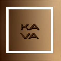 an illustration with kava inscription in the center at brown gradient background - obrazy, fototapety, plakaty