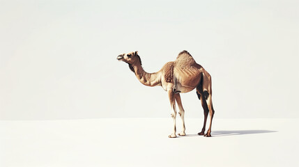 front view camel standing isolated on white background