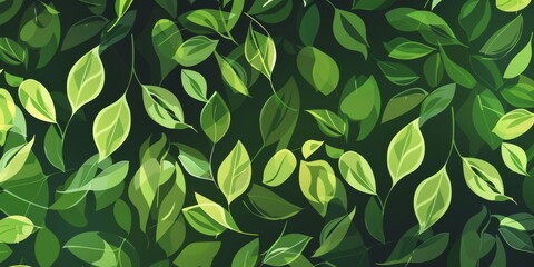 Luminous green leaves on a dark background, a striking eco-friendly design for sustainability and nature themes.