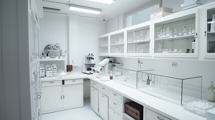 Photo of a white science laboratory, instruments
