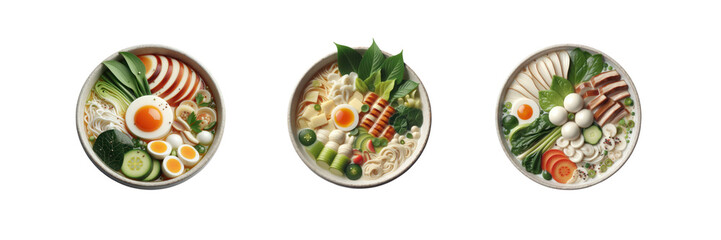 Set of Delicious Sukiyaki, Japanese food, illustration, isolated over on transparent white background