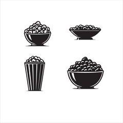 Popcorn silhouette vector art white background