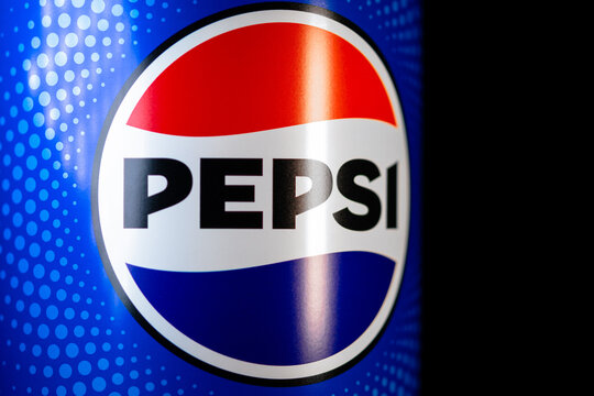 PEPSI logo in retro style close-up