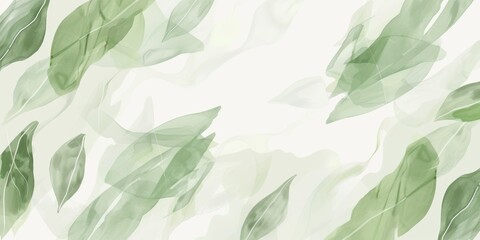 Soft green leafy swirls on a muted cream canvas, a delicate and airy botanical pattern for peaceful and sustainable design concepts.