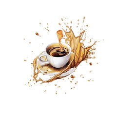 Realistic Coffee splash illustration on the transparent background