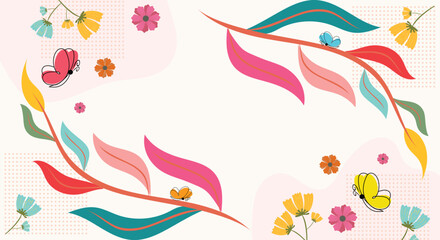Fototapeta na wymiar Floral Spring Wallpaper, Hello Spring Background