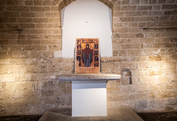 Panel representing the heroic deeds of Santa Margherita (13th century) - Pinacoteca (paint gallery) di Bari, Puglia region (Apulia), southern Italy, September 18, 2022