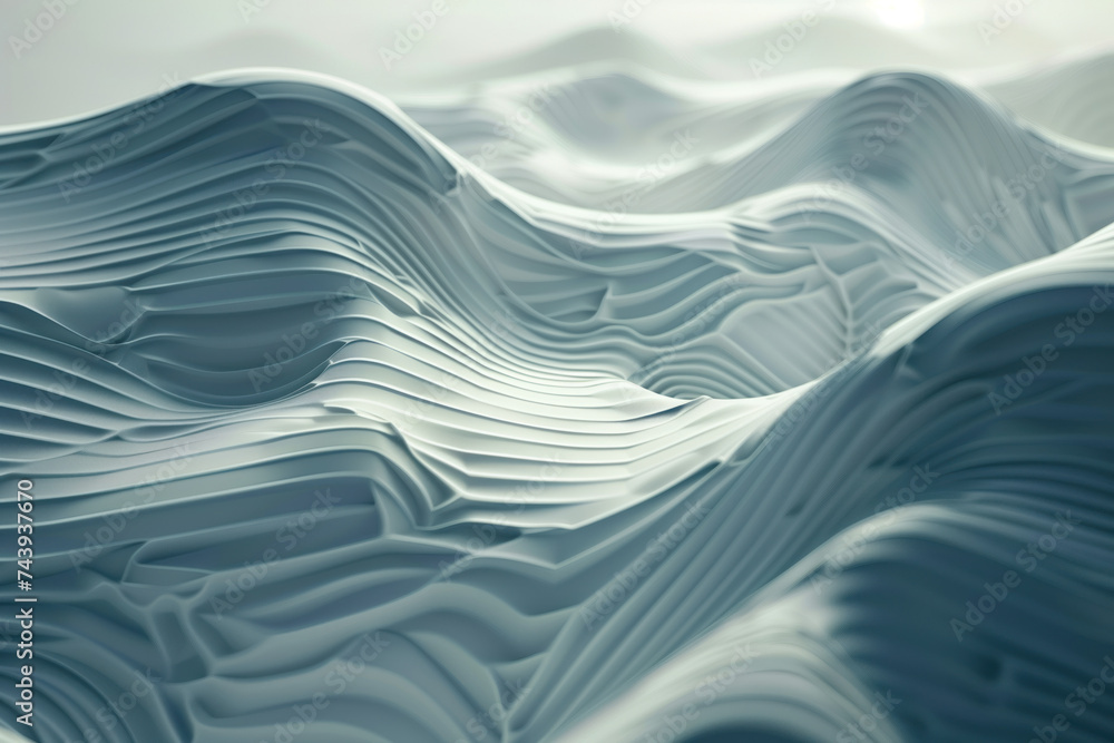 Poster Abstract background with 3d printed waves. Futuristic background image. Created with Generative AI technology.