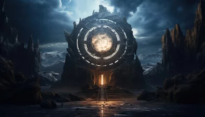 Poster fantasy temporary majestic stone portal to another world time portal mysterious fantasy © Rehan