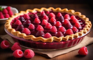raspberry pie,space for text,plain background,raspberry jam aspic cake,raspberry pie day,fresh...