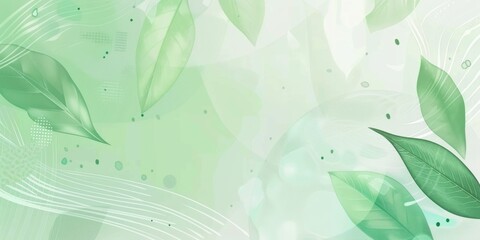 Soft green abstract leaf design with dots and swirls, evoking tranquility and a connection to nature.